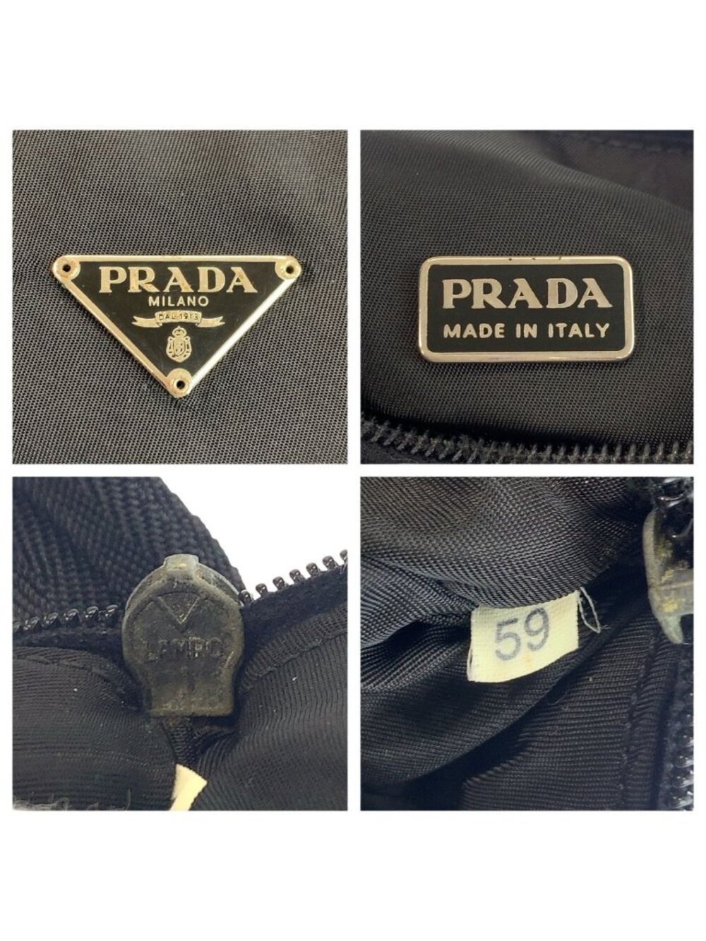 Prada Tessuto Black Silver Nylon Handbag Pouch - Picture 3 of 9